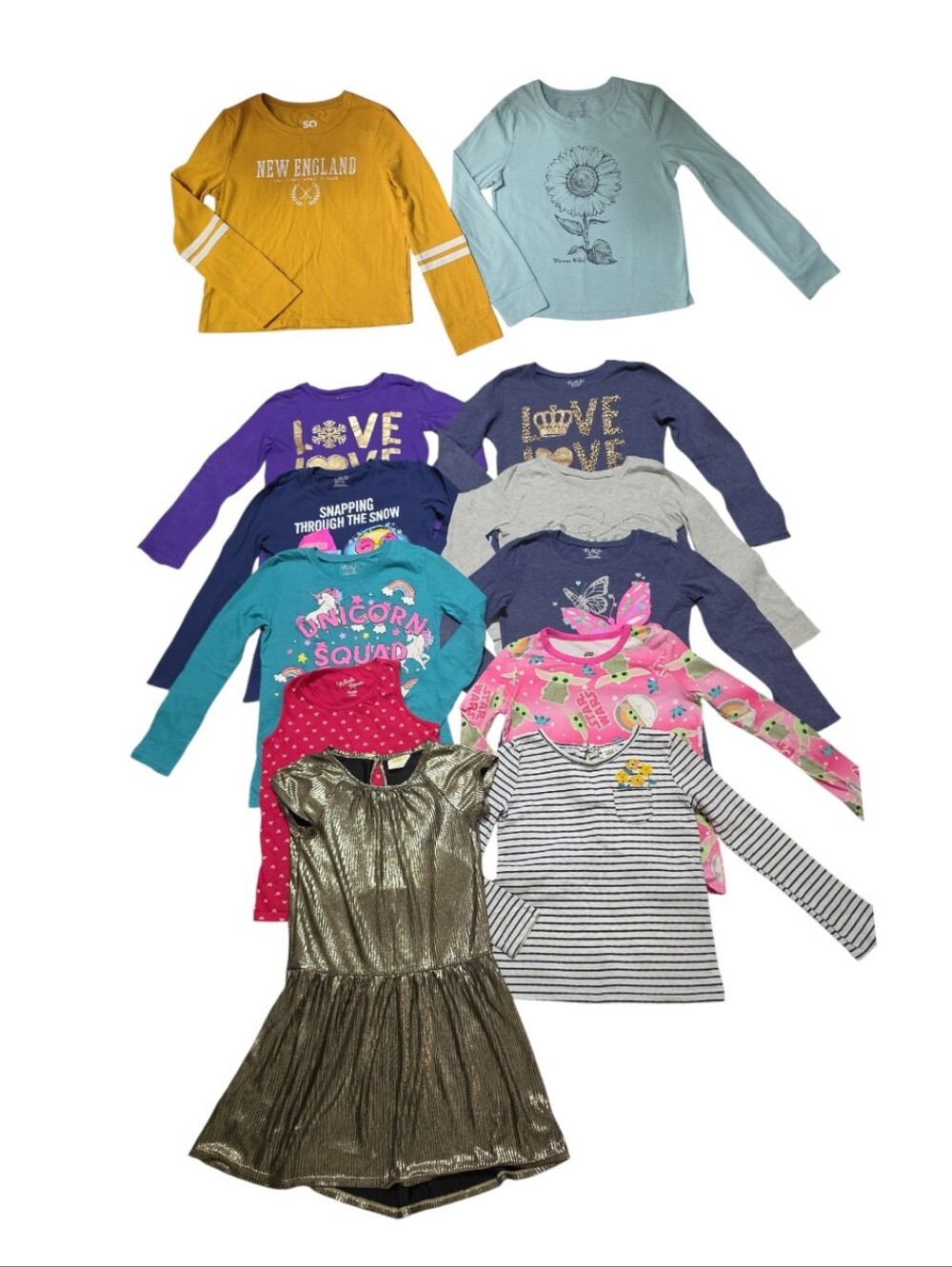 Bundle Lot Girls Long Sleeve Shirts Size 7/8 Medium